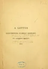 Cover of A letter concerning family history