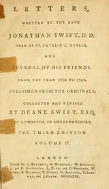 Cover of Letters, written by the late Jonathan Swift, D.D. Dean of St. Patrick's, Dublin, and several of his friends
