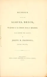 Cover of Memoir of the late Samuel Breck