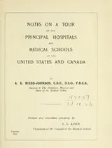 Cover of Notes on a tour of the principal hospitals and medical schools of the United States and Canada