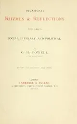 Cover of Occasional rhymes and reflections upon subjects social, literary and political