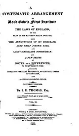 Cover of A systematic arrangement of Lord Coke's First institute of the laws of England