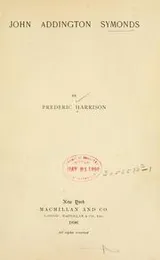 Cover of John Addington Symonds