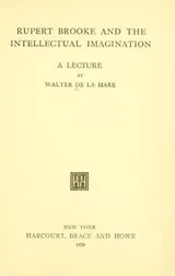 Cover of Rupert Brooke and the intellectual imagination
