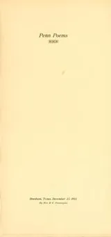 Cover of Penn poems ..