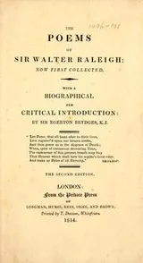 Cover of The poems of Sir Walter Raleigh