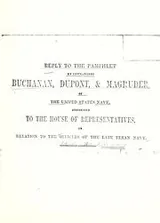Cover of Reply to the pamphlet, by commanders Buchanan, Dupont & Magruder, of the United States navy
