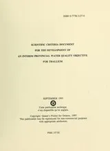 Cover of Scientific criteria document for the development of an interim provincial water quality objective for thallium
