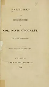 Cover of Sketches and eccentricities of Col. David Crockett