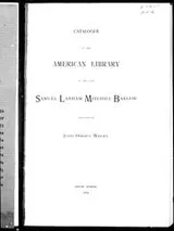 Cover of Catalogue of the American library of the late Samuel Latham Mitchill Barlow