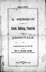 Cover of A sermon on cards, dancing, theatres and carnivals