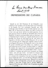 Cover of Impressions du Canada
