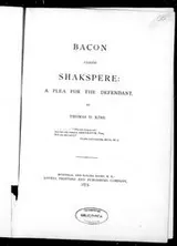 Cover of Bacon versus Shakspere [sic], a plea for the defendant