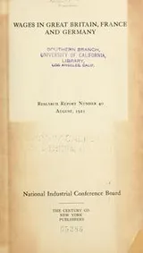 Cover of Wages in Great Britain, France and Germany ..