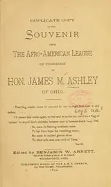 Cover of Duplicate copy of the souvenir from the Afro-American League of Tennessee to Hon. James M. Ashley, of Ohio