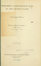 Cover of Workmen's compensation acts in the United States