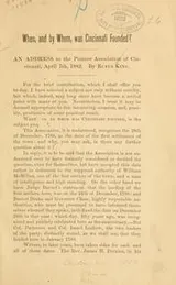 Cover of When, and by whom, was Cincinnati founded?