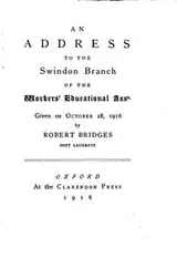 Cover of An address to the Swindon Branch of the Workers' Educational Assn