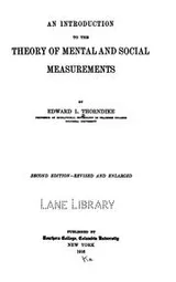 Cover of An introduction to the theory of mental and social measurements