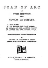 Cover of Joan of Arc, and other selections from Thomas De Quincey