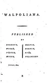 Cover of Walpoliana