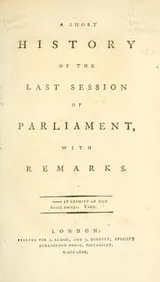 Cover of A short history of the last session of Parliament, with remarks ..