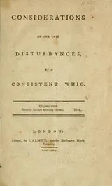 Cover of Considerations on the late disturbances