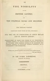 Cover of On the nobility of the British gentry
