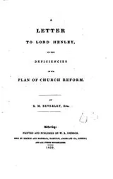 Cover of A letter to lord Henley, on the deficiencies of his plan of Church reform