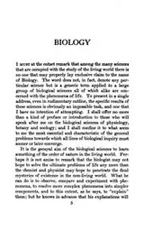 Cover of Biology: A Lecture Delivered at Columbia University in the Series on Science, Philosophy and Art ..