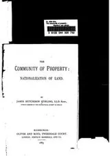 Cover of The Community of Property: Nationalization of Land
