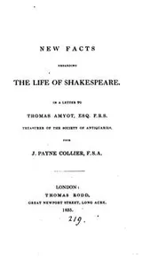 Cover of New facts regarding the life of Shakespeare, a letter to T. Amyot