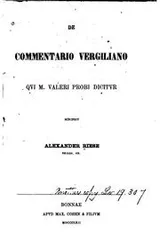 Cover of De commentario Vergiliano qvi M. Valeri Probi dicitvr