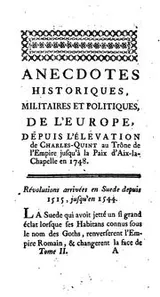 Cover of Anecdotes historiques, militaires et politiques de l'Europe, depuis l'élévation de Charles-quint ..