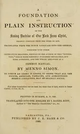 Cover of A foundation and plain instruction of the saving doctrine of our Lord Jesus Christ..