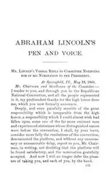 Cover of Abraham Lincoln's pen and voice