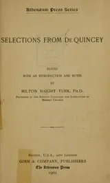 Cover of Selections from De Quincey
