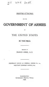 Cover of Instructions for the government of armies of the United States, in the field