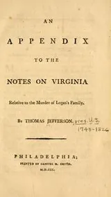 Cover of An appendix to the Notes on Virginia relative to the murder of Logan's family