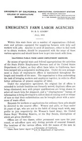Cover of Emergency farm labor agencies