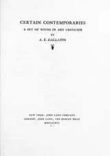 Cover of Certain contemporaries; a set of notes in art criticism