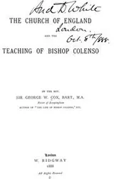 Cover of The Church of England and the teaching of Bishop Colenso