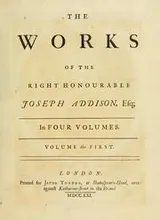 Cover of The works of the Right Honourable Joseph Addison, Esq. In four volumes