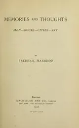 Cover of Memories and thoughts