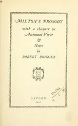 Cover of Milton's prosody