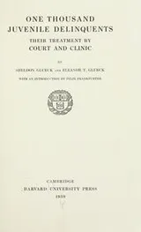 Cover of One thousand juvenile delinquents