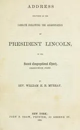 Cover of Address delivered on the Sabbath following the assassination of President Lincoln
