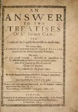 Cover of An answer to two treatises of Mr. John Can, the leader of the English Brownists in Amsterdam ...