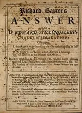 Cover of Richard Baxter's answer to Dr. Edward Stillingfleet's charge of separation: containing