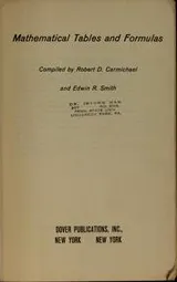 Cover of Mathematical tables and formulas